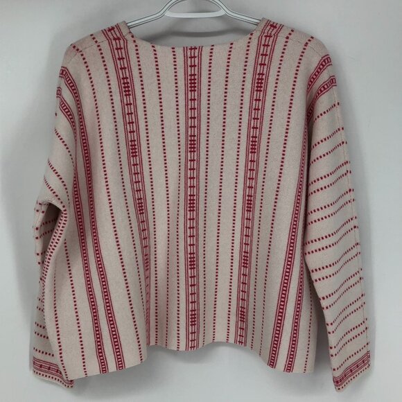 Maje Offwhite Pink Striped Cropped Long Sleeve  Oversized Sweater Mauve size S - Picture 5 of 16